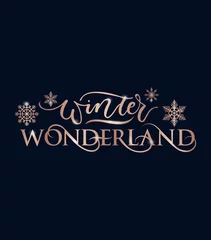 Foto op Aluminium Winter wonderland inspirational holidays card with rose gold lettering © mitoria