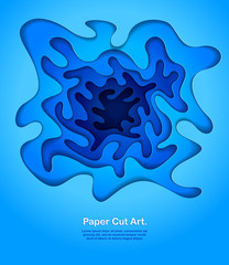 Abstract blue paper cutout curvy shapes layered, vector illustration in paper cut style. layout for business card, presentations, flyers or posters.