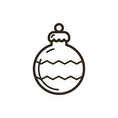 black and white simple vector line art Christmas ornament icon