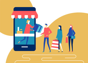 Shopping online - flat design style colorful illustration © Boyko.Pictures
