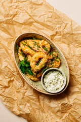Homemade Crunchy Fried Onion Rings with sauce