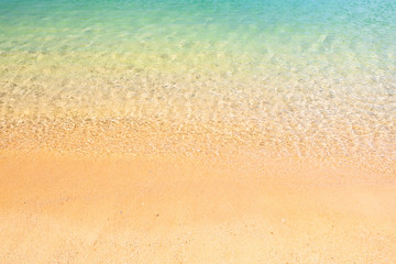 Background, Wave foam and blue ocean on the beach.