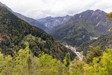 Fototapeta na wymiar Solcava village forest mountains range landscape scenic view