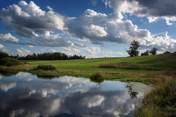 Summer day on the bank of the lake.