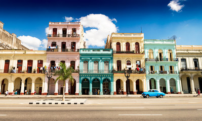 Havana street with colorful buildings high resolution panorama