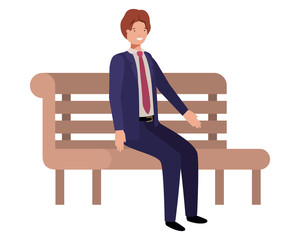 businessman sitting in park chair avatar character