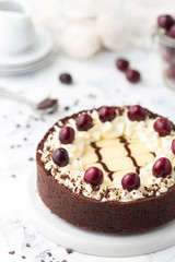 Chocolate cheesecake with cherries