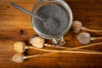 poppy seeds on a kitchen table close up