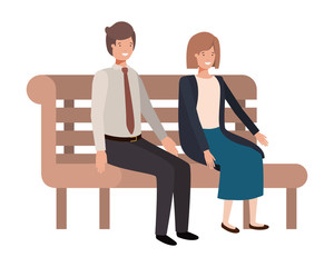 Obraz premium couple of business sitting in park chair avatar character