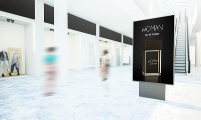 waoman fragance advertising on shopping mall mockup
