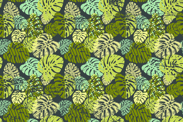 vector pattern with plant leaves.