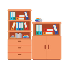 shelving with books isolated icon