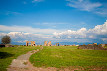 landscape with houses and blue sky