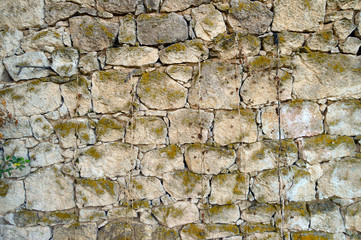 Old Stone wall which is made in a small village.