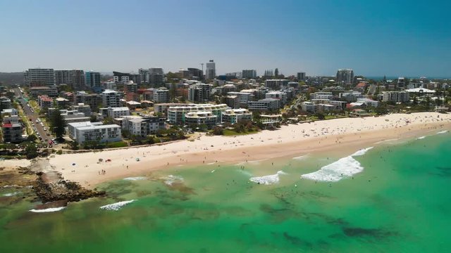 CALOUNDRA, AUS - Nov 04 2018: Hot sunny day at Kings Beach Calundra, Queensland