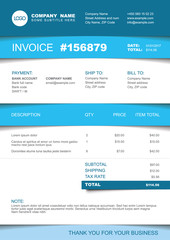 Invoice template - blue striped version