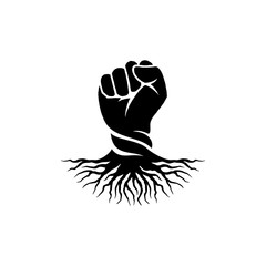 Hand fist and root logo design inspiration - Rebel logo design inspiration