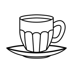 cup of coffee with plate isolated icon