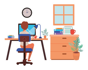 Fototapeta premium man working in the office avatar character