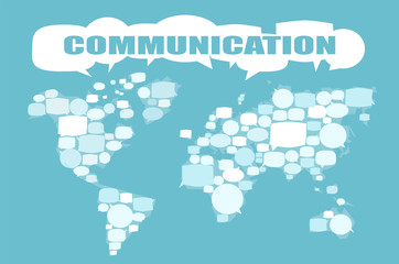 World map made of speech bubbles