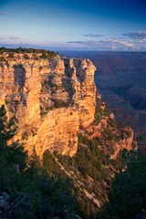 Sunrise on the cliffs of the South Rim of the Grand Canyon.