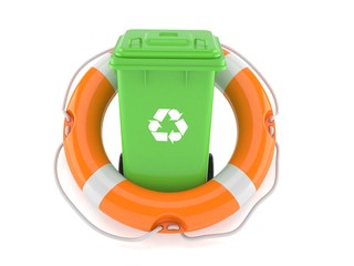Dustbin with life buoy
