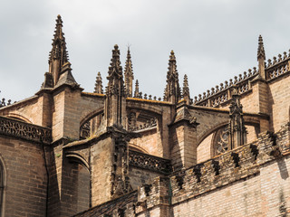 Fototapeta na wymiar Seville cathedral gothic spires