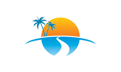 Fototapeta na wymiar Palm tree scenery logo