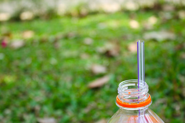 bottle of milk on grass