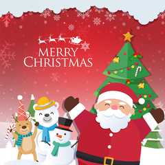 Christmas background with Santa Claus and the inscriptions Merry Christmas