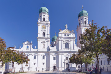 Cathedral of Passau with the monument of king Maximilian from 1824.