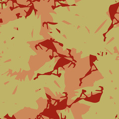 Imitation of camouflage - seamless pattern in different shades of red, green and pink colors