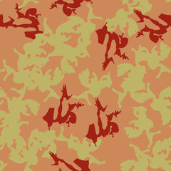 Imitation of camouflage - seamless pattern in different shades of red, green and pink colors