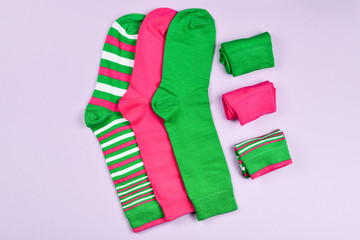 Colorful collection of cotton socks.