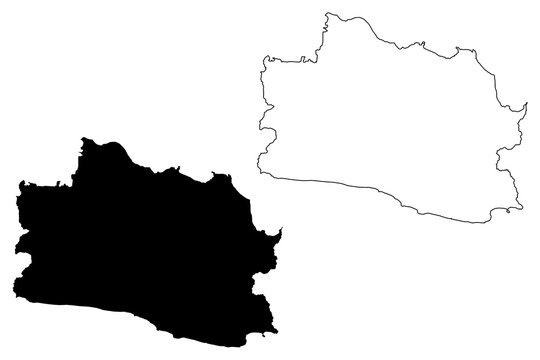 West Java (Subdivisions of Indonesia, Provinces of Indonesia) map vector illustration, scribble sketch Jawa Barat map