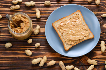 Creamy peanut butter with toast
