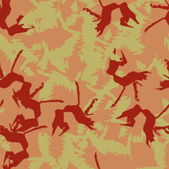 Imitation of camouflage - seamless pattern in different shades of red, green and pink colors