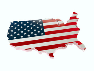 3D USA borderline with national flag colors