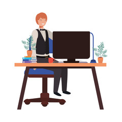 man working in the office avatar character