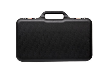 Black open case for guns isolated for white