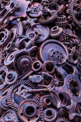 Steampunk texture, backgroung with mechanical parts, gear wheels