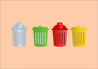 colorful of vintage trash can on background.