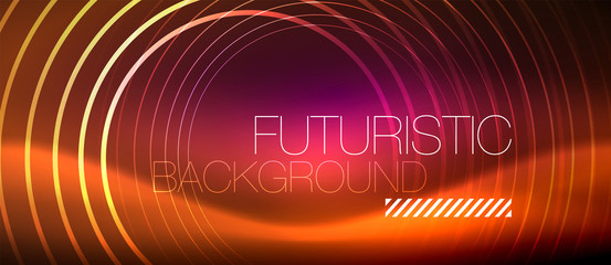 Neon glowing techno lines, hi-tech futuristic abstract background template with square shapes