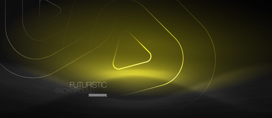 Dark black abstract background with neon colors and lines