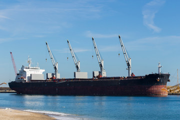 freighter ship in port, mediterranean sea, europe, almeria, andalusia, spain