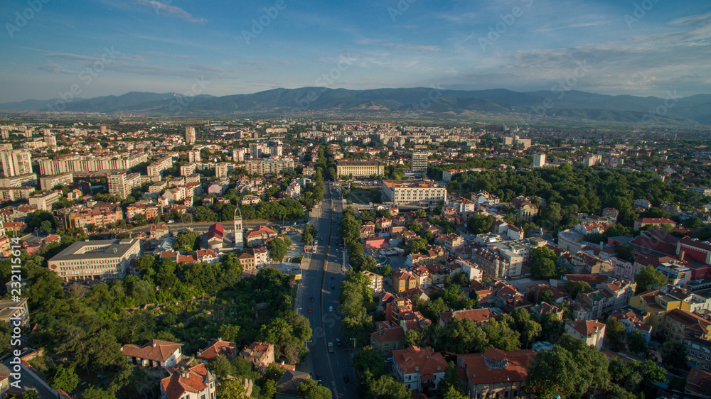 Wall mural Aerial view of Plovdiv, Bulgaria, October 26, 2018