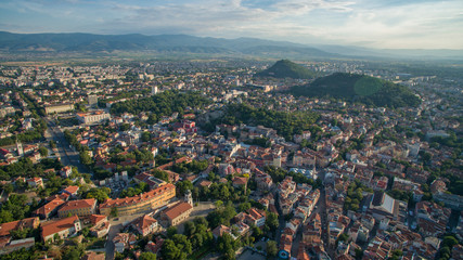 Aerial view of Plovdiv, Bulgaria, October 26, 2018