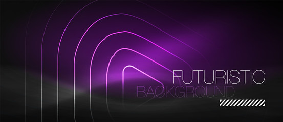 Naklejka premium Dark black abstract background with neon colors and lines