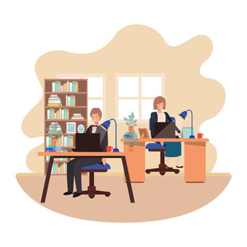 couple working in the office avatar character