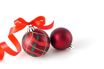 red bauble with red ribbon, Photo